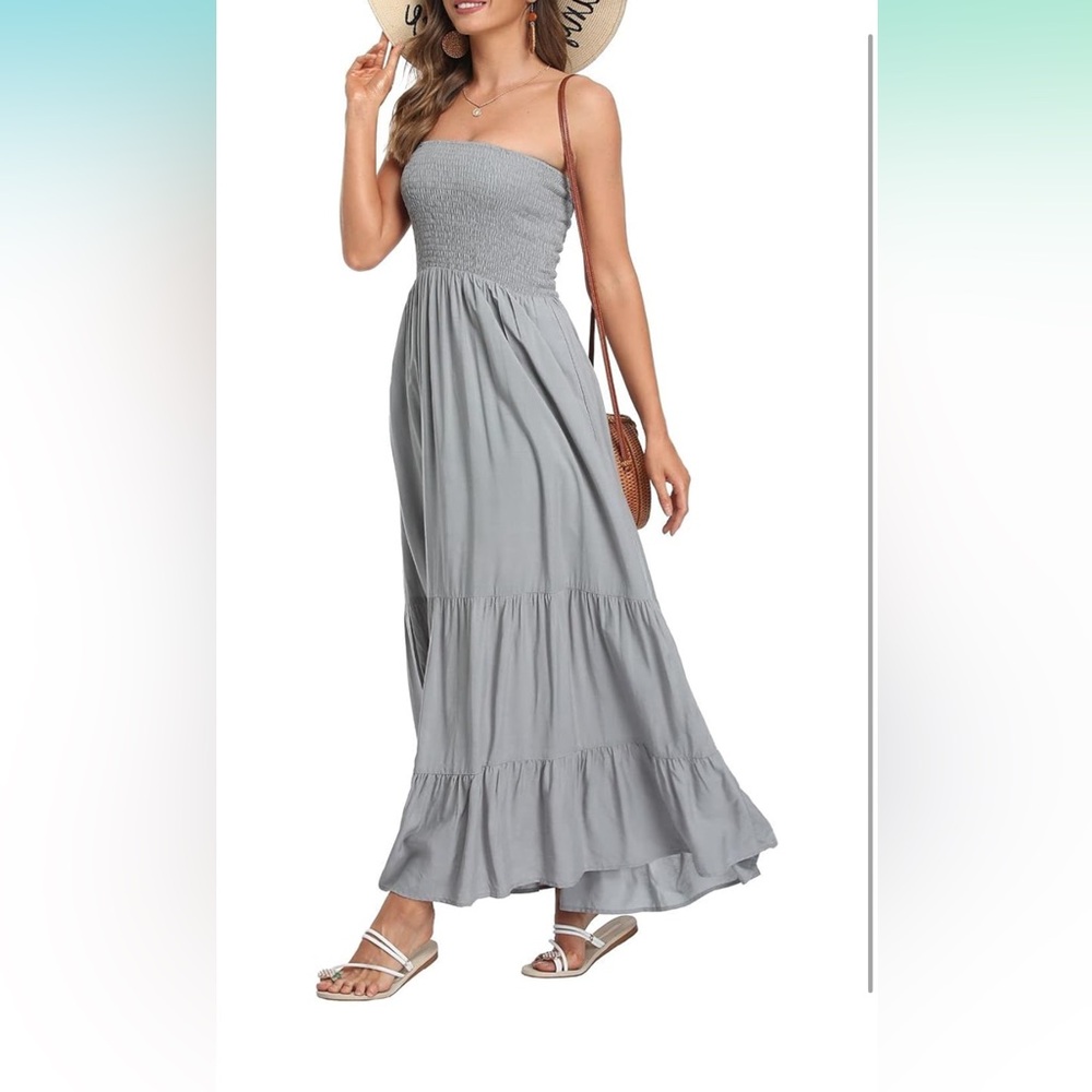 Vintage Gray Strapless Maxi Dress-
EUC women size medium/lg - Picture 3 of 4